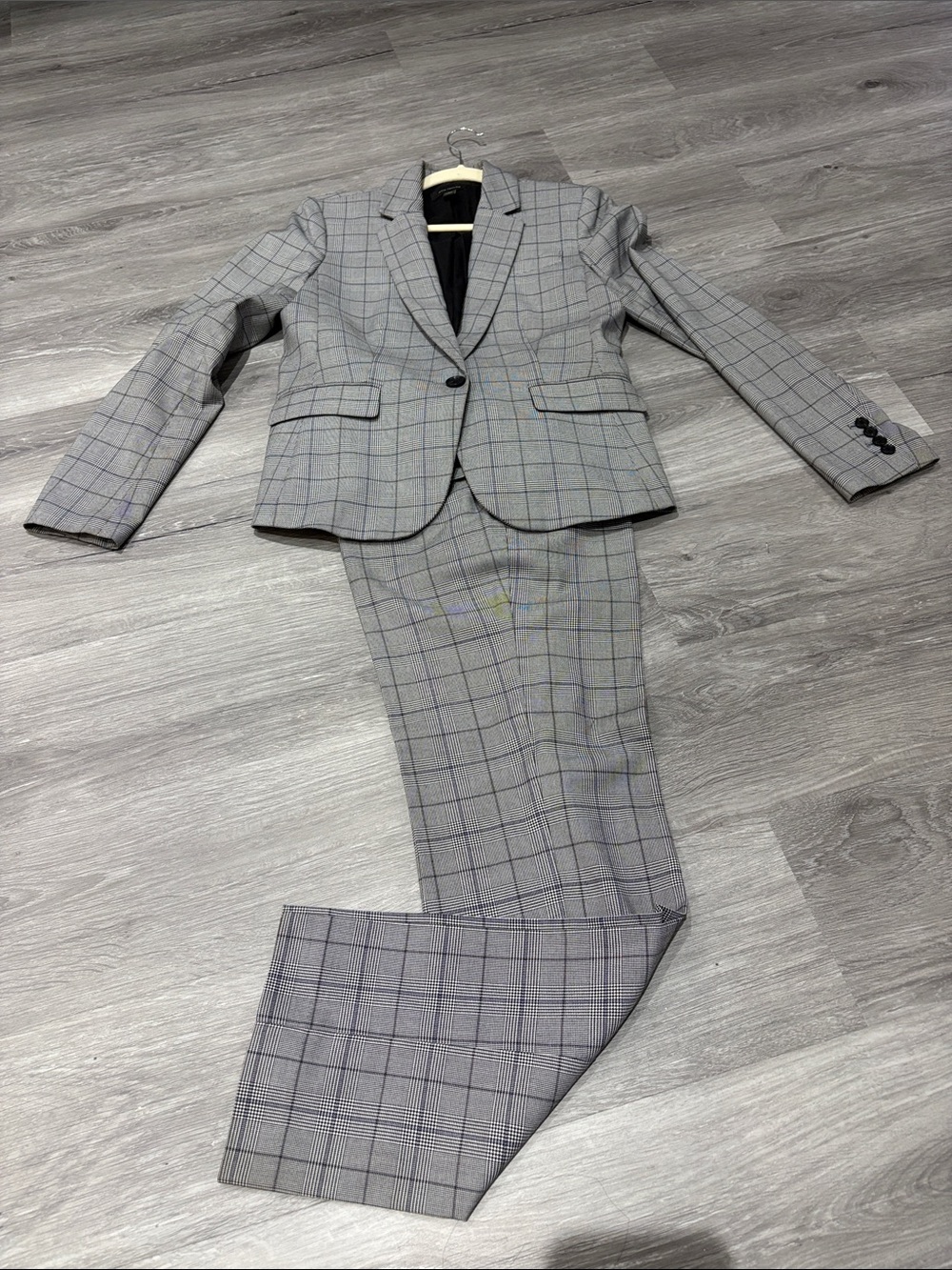 Ann Taylor Gray Windowpane Pantsuit